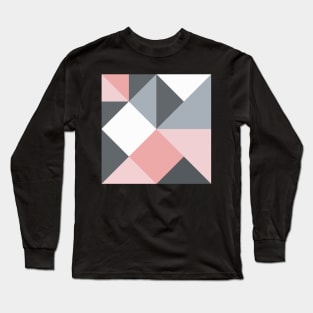 Geometric Pattern in Gray and Pink Long Sleeve T-Shirt